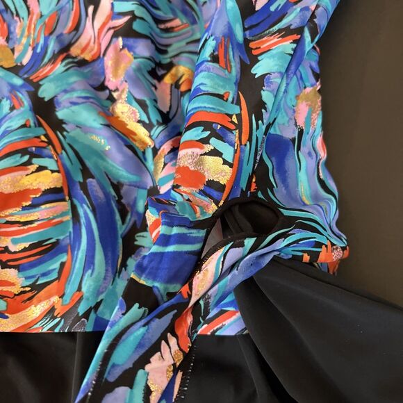 Maxine Of Hollywood 18 swim suit blue Skirted Floral Swim Suit Bathing Suit - Picture 5 of 10